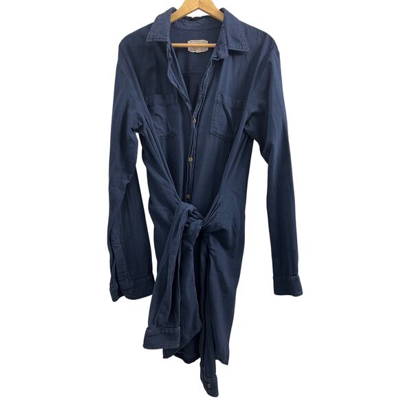 Current Elliott Tie Waist Shirt Dress, Navy Blue size 3 Large - Picture 2 of 7